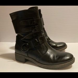 Crown Vintage Strapped Leather Combat Boots